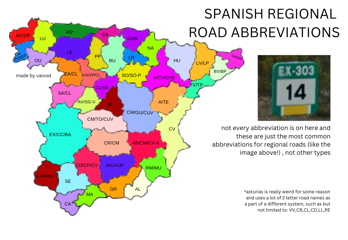 map of road abbreviations